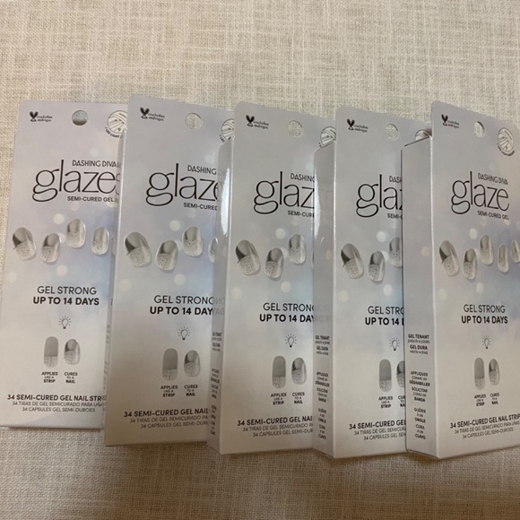 Lot of Dashing Diva Glaze Semi-cured Gel Nail Strips Bells Glitter Silver French - Picture 15 of 16